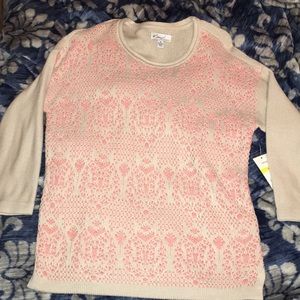 Creme and pink long sleeve sweater